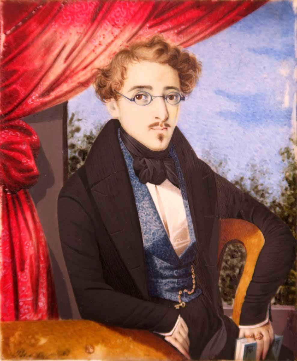 Miniatura muže v brýlích