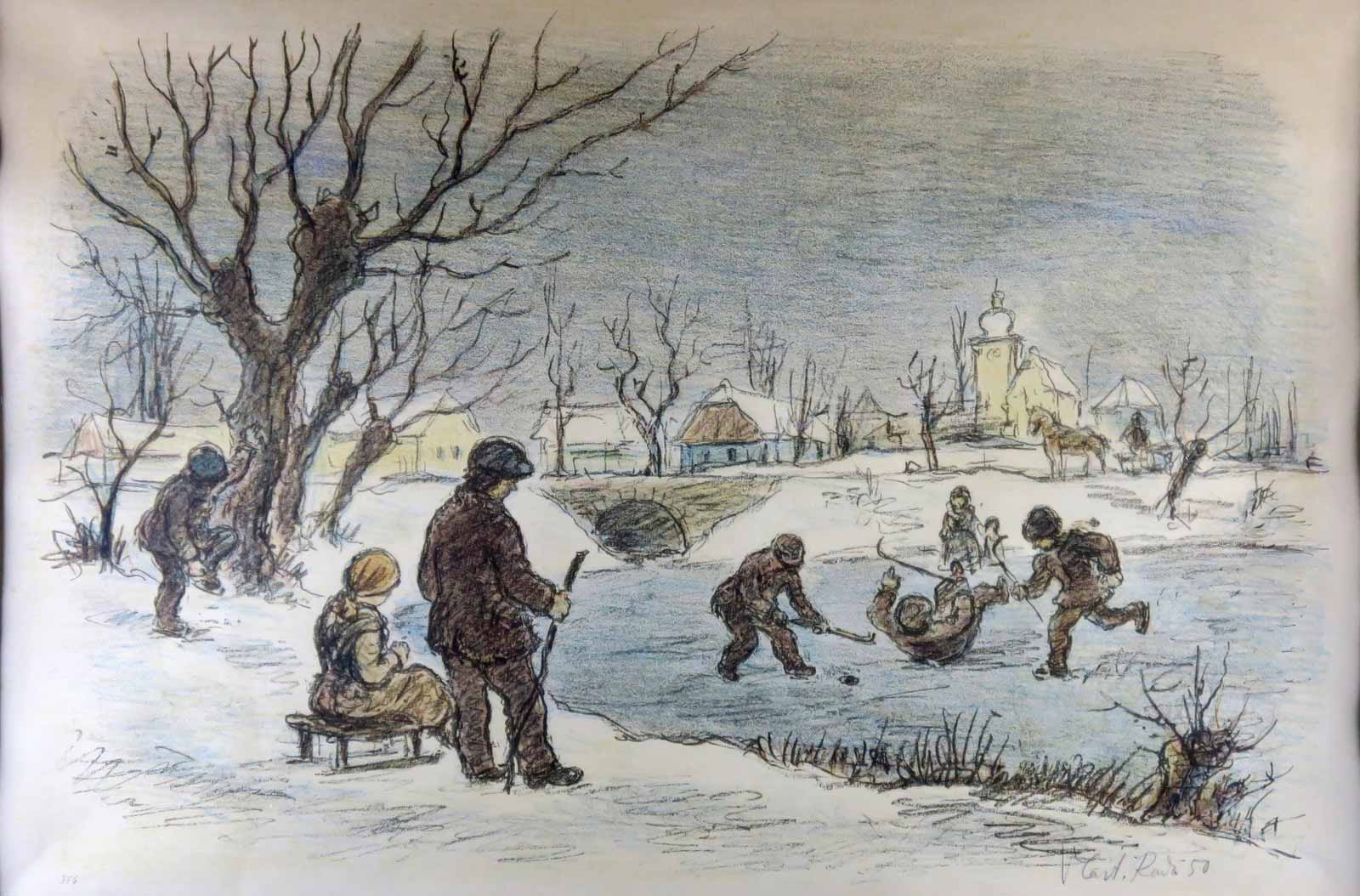 Vlastimil Rada (1895 - 1962) | Bruslení na rybníce