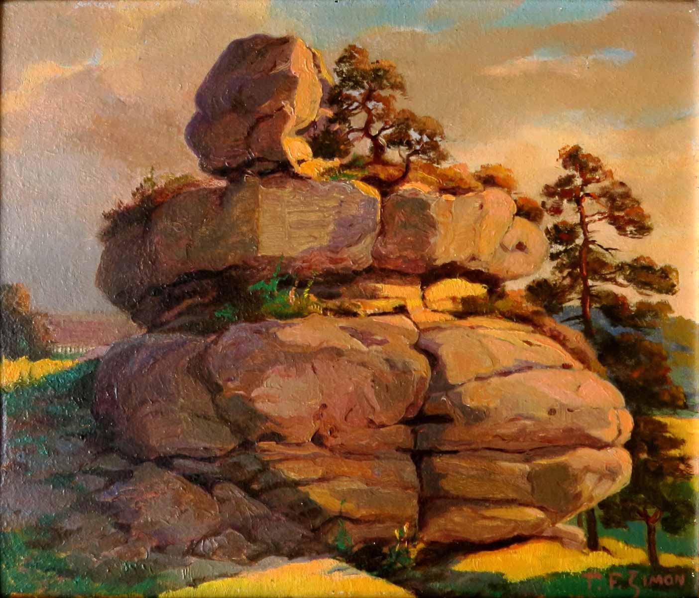 Tavík F.Šimon (1877 - 1942) | Skály ve večerním světle