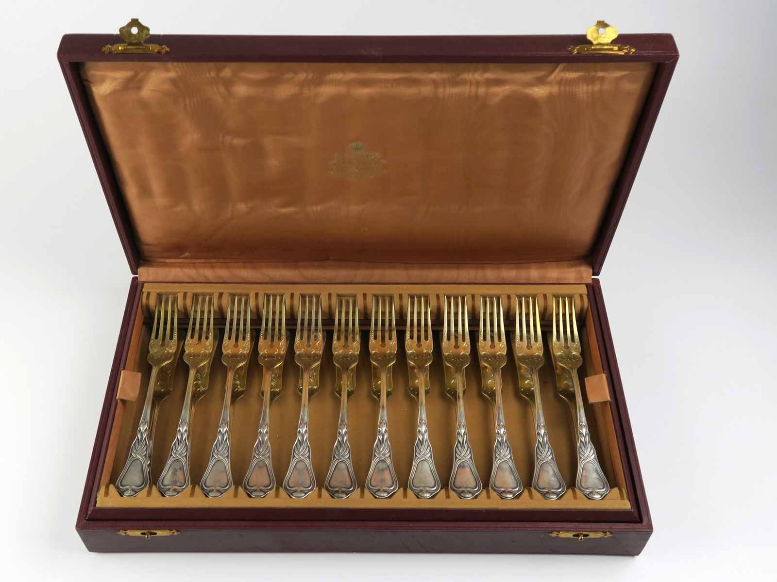 Secesní stříbrné rybí příbory pro 12 osob