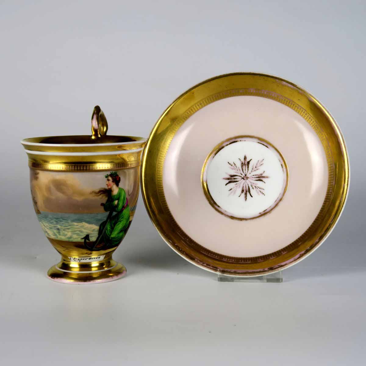 Biedermeierový koflík s miskou - Naděje - Slavkov