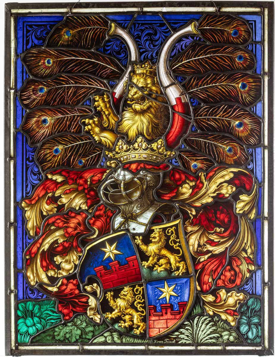 Vitráž s erbem rodiny Roggendorf