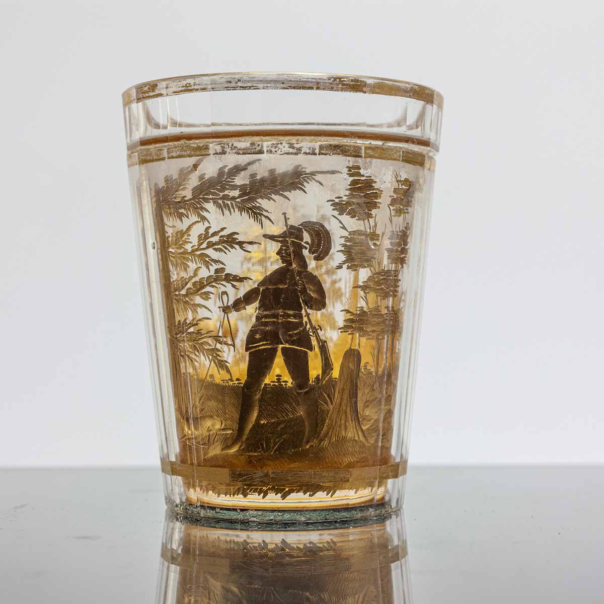 Dvojstěnná číška - sv. Hubert