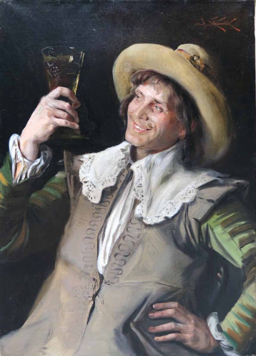 Jan Skramlík (1860 - 1936) | Kavalír s číší vína