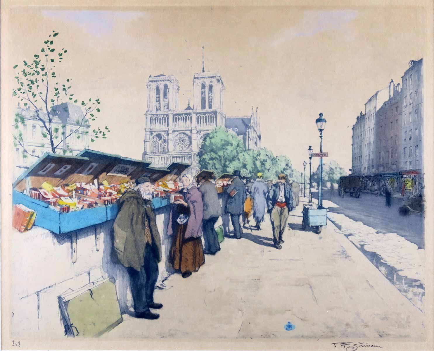 František Tavík Šimon (1877 - 1942) - Quai Saint Michel - bukinisté