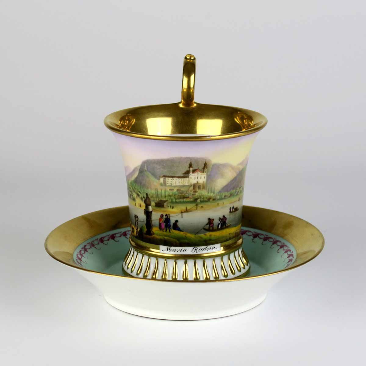 Biedermeierový koflík s miskou - Maria Radna