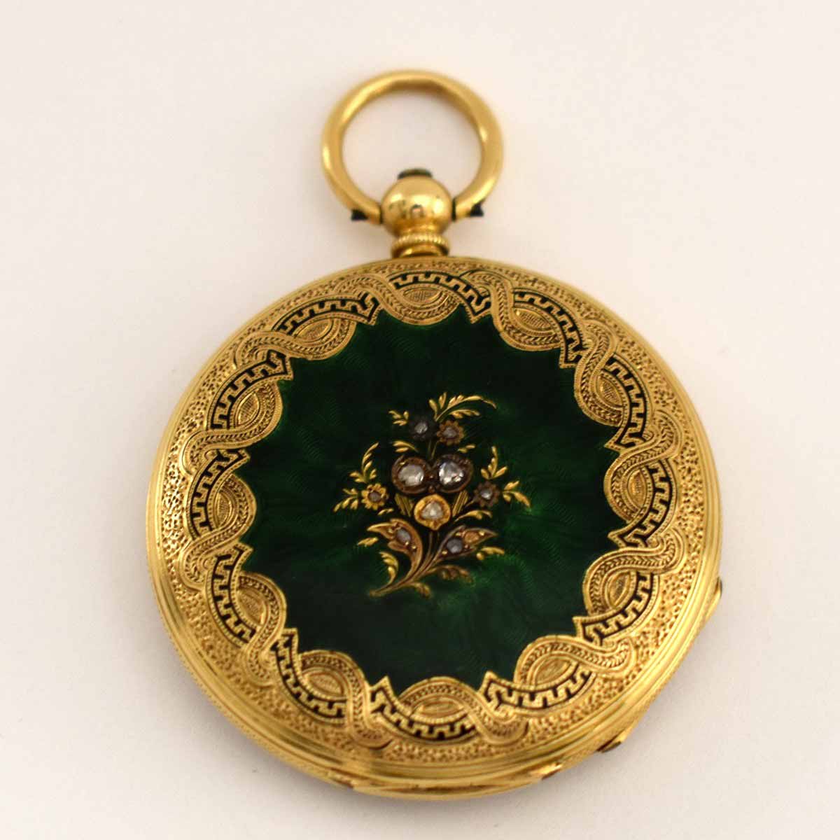 Zlaté kapesní smaltované hodinky
