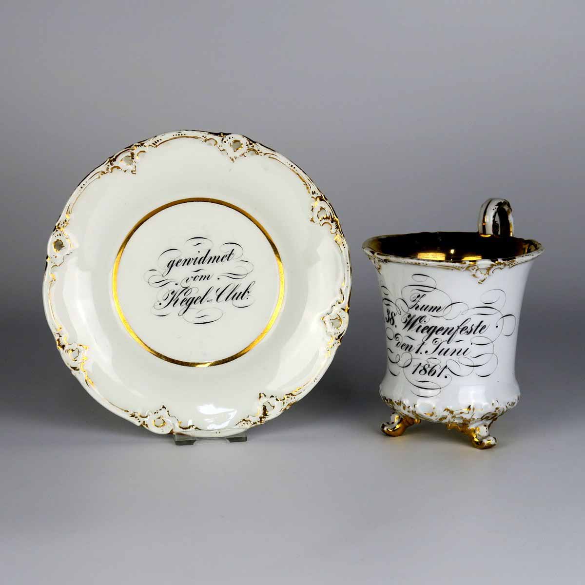 Velký koflík s miskou - Míšeň 1861