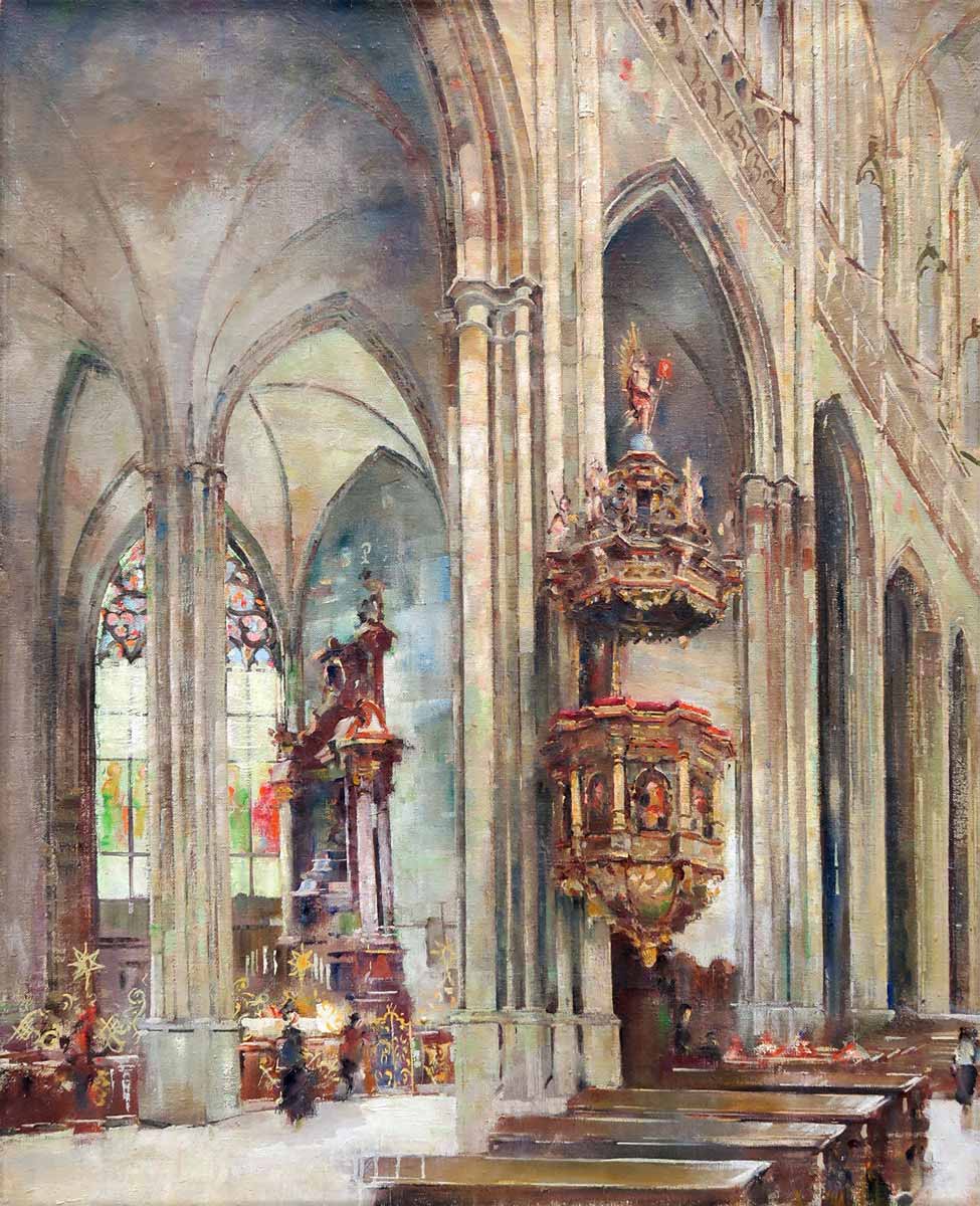 Bedřich Černý (1889) - Interiér gotického chrámu