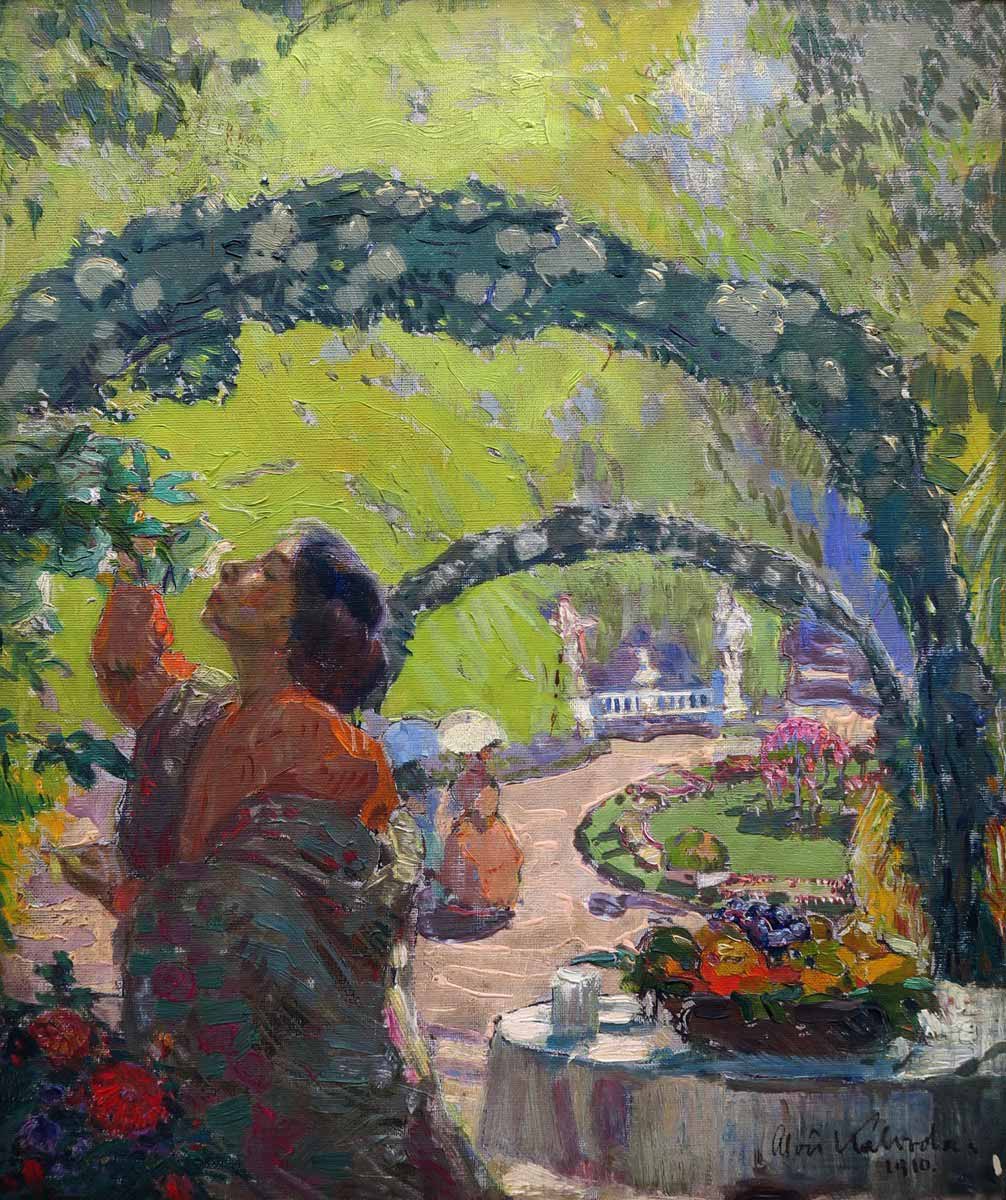 Alois Kalvoda (1875 - 1934) - Dáma v zahradě