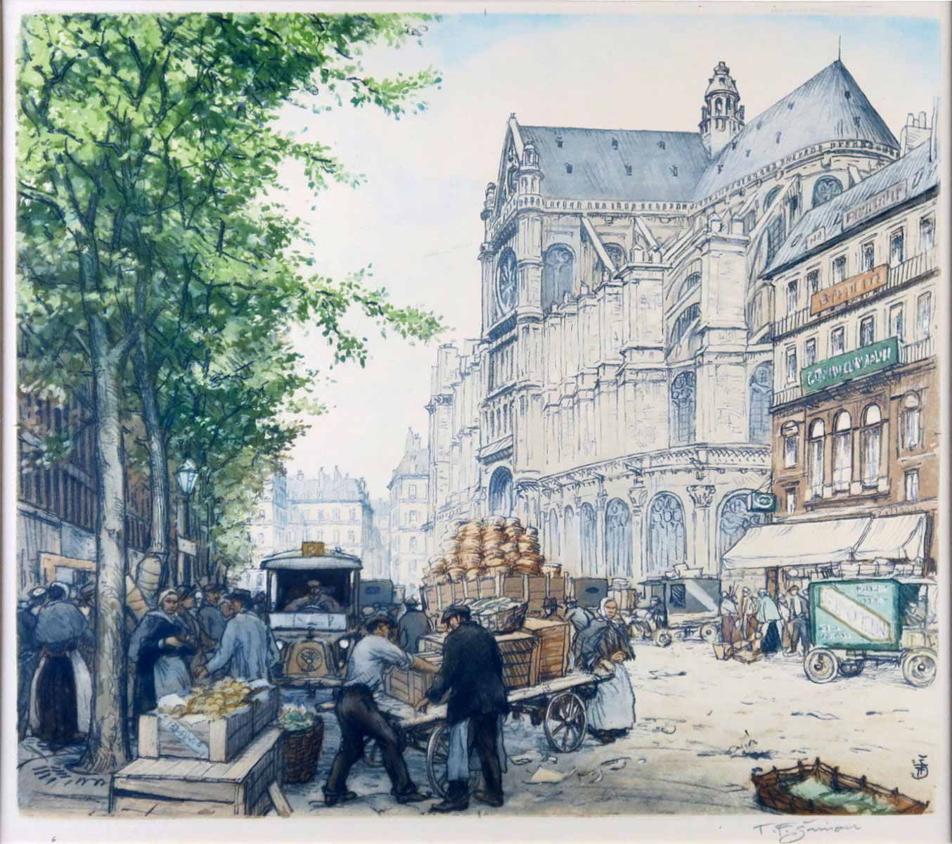 František Tavík Šimon (1877 - 1942) - Les Halles et L'église Saint-Eustache