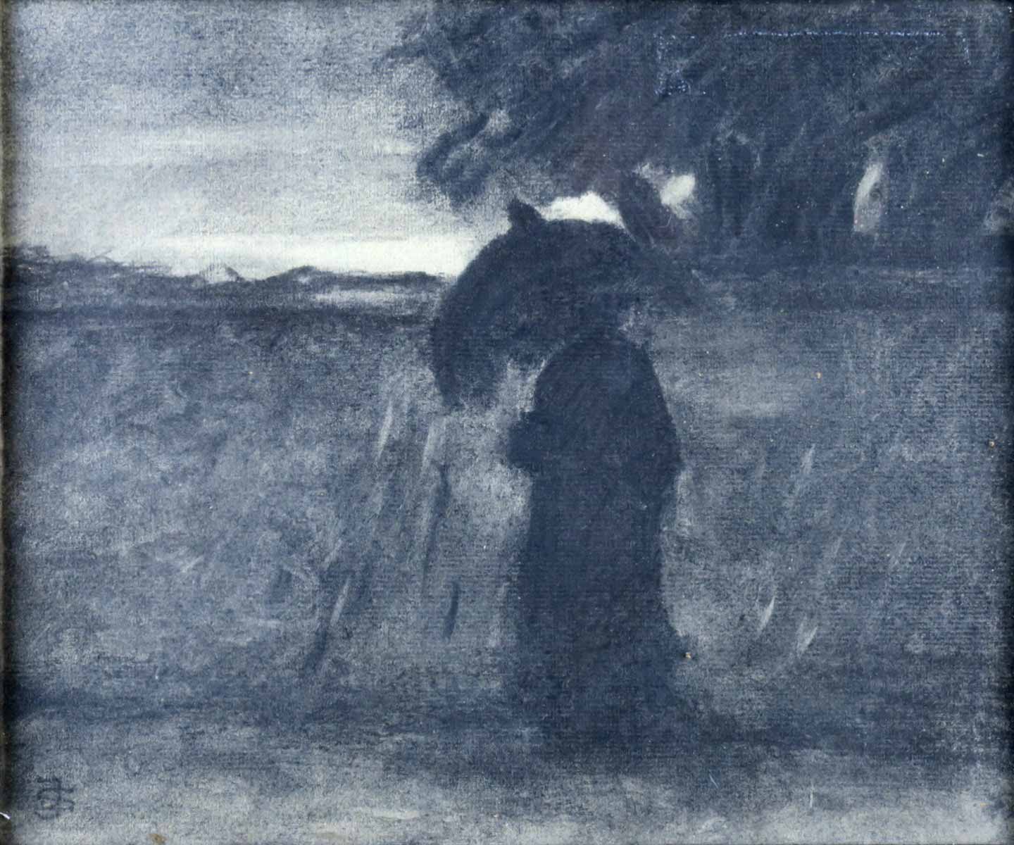 Jakub Schikaneder (1855 - 1924) připsáno - Postava s deštníkem