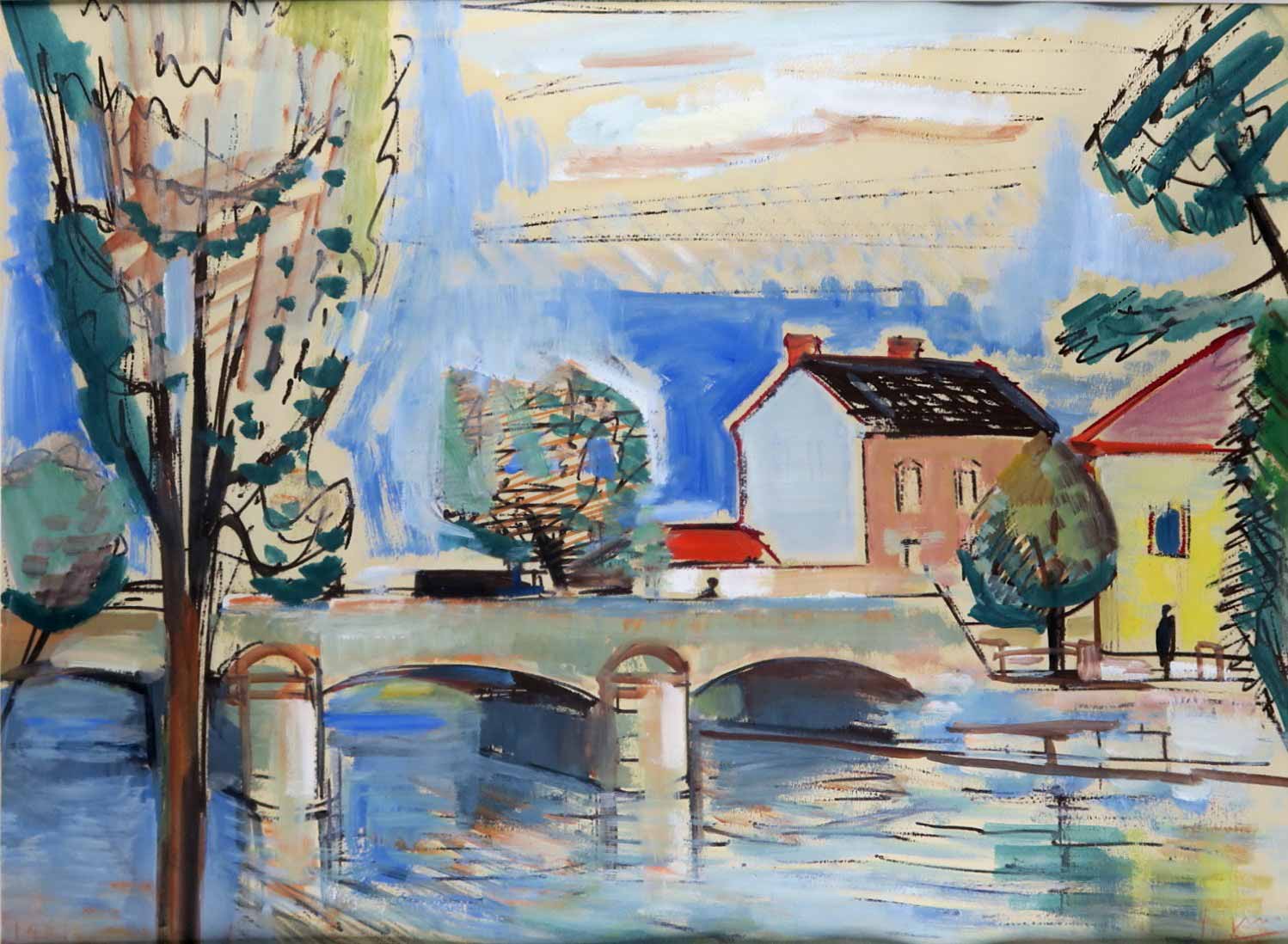 Jaroslav Grus (1891 - 1983) - Krajina s mostem