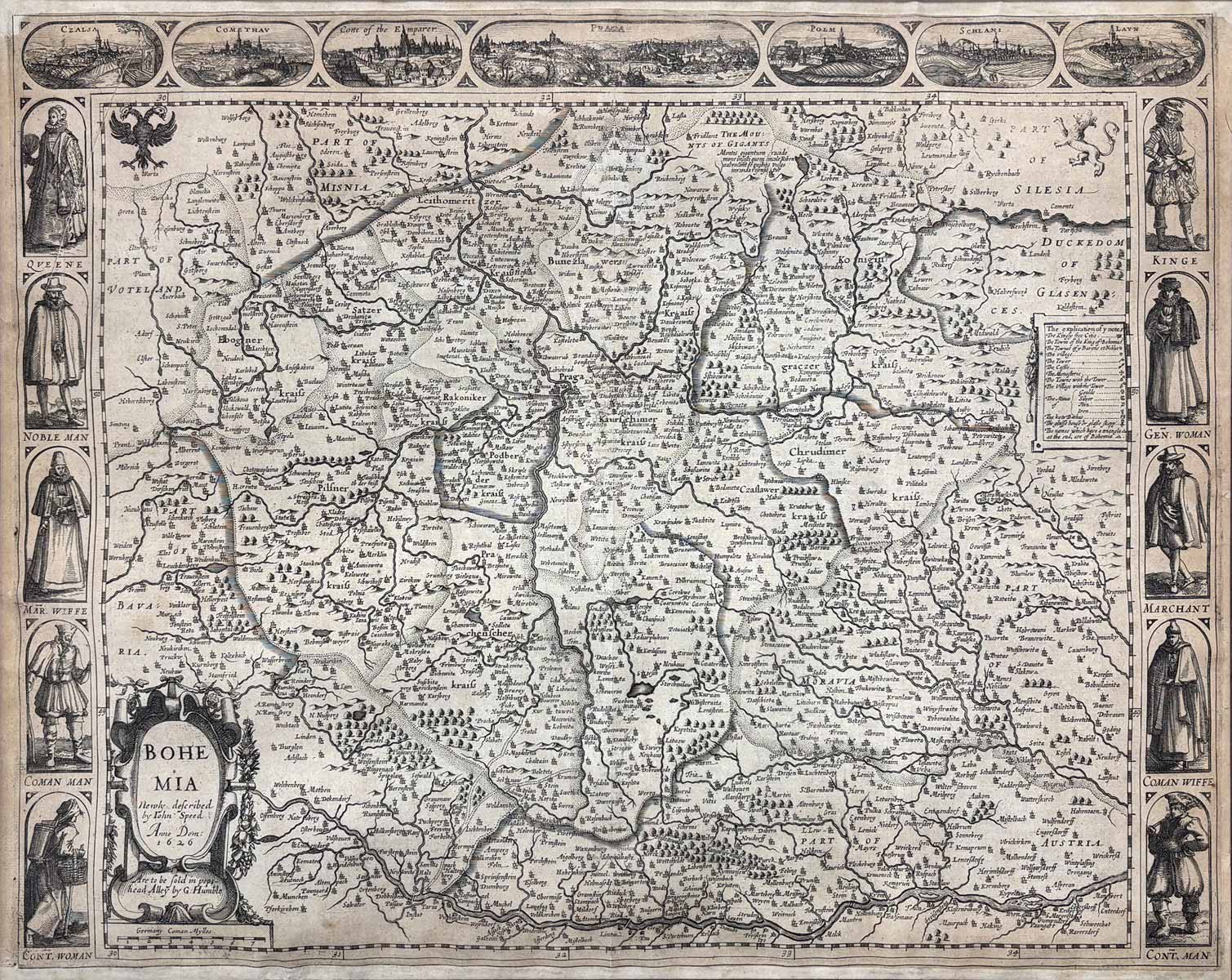 Mapa Čech, John Speed