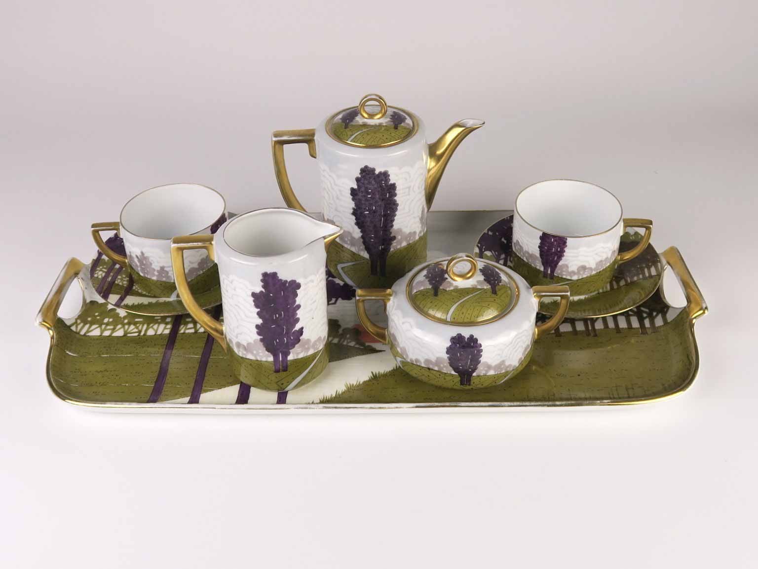 Secesní kávový servis pro 2 osoby