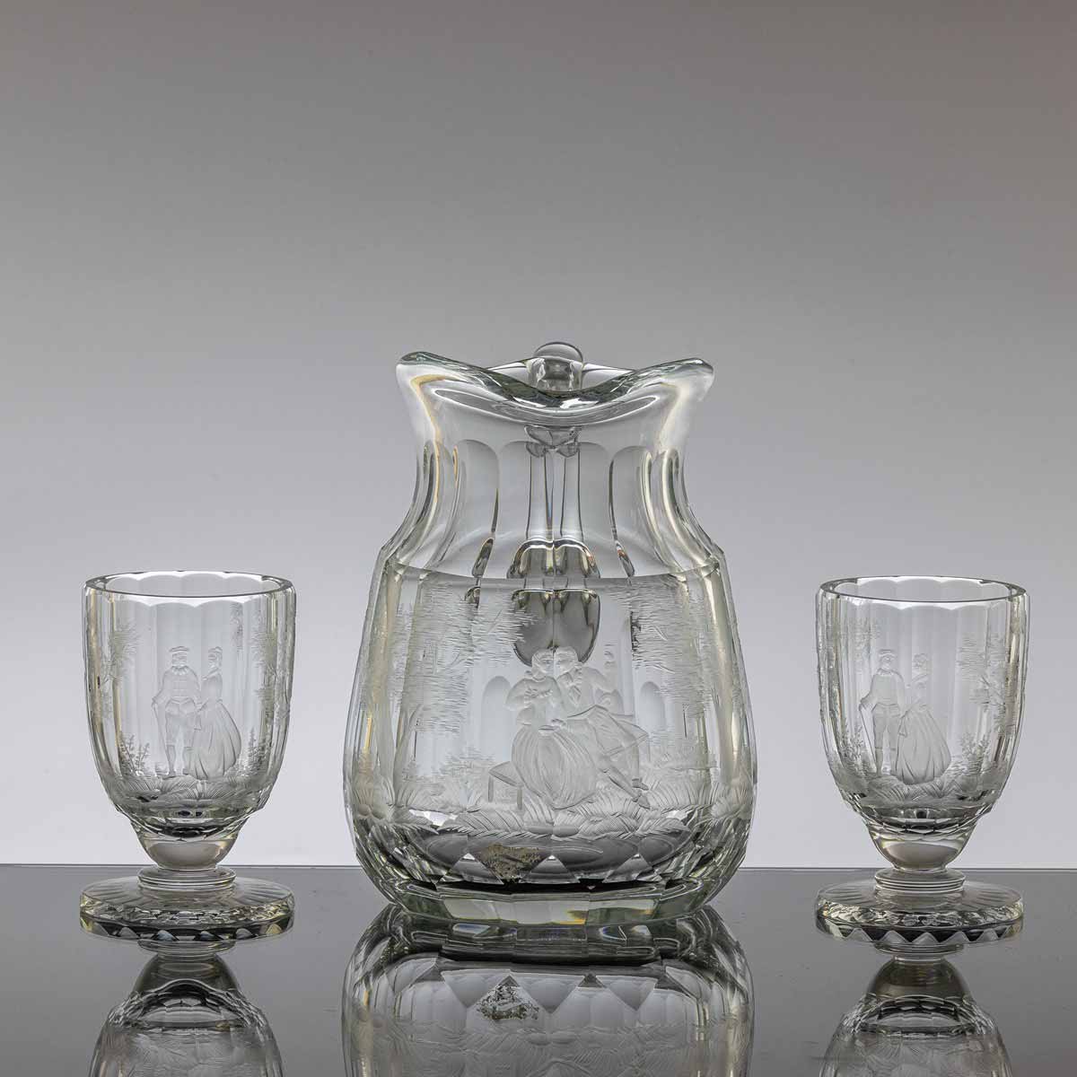 Džbán s 2 pohárky "Watteau" - Moser