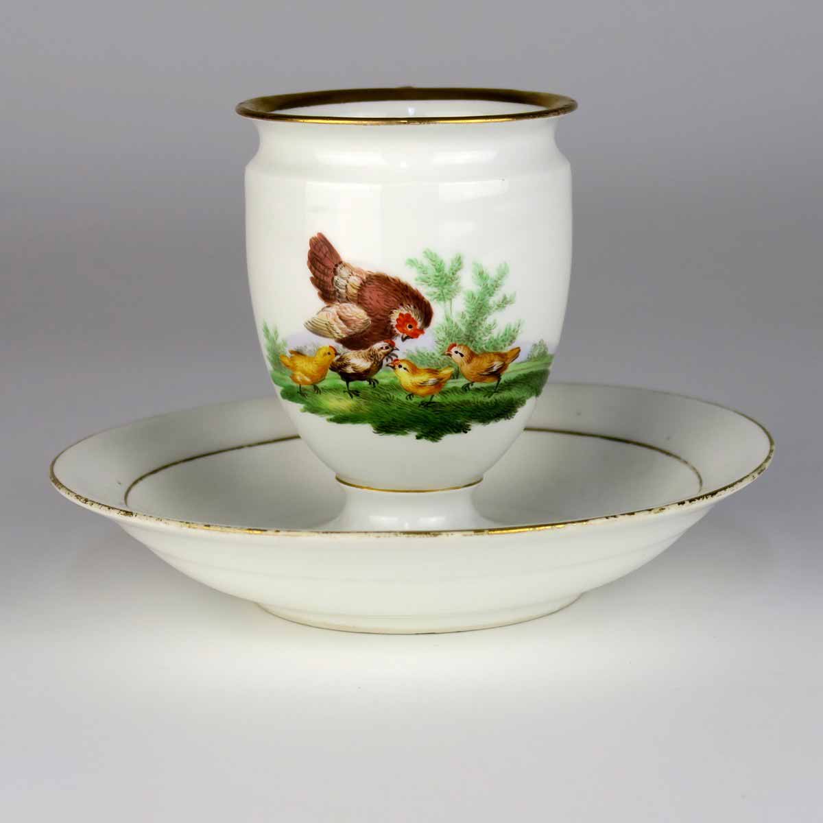 Koflík s miskou "slepice" - Míšeň