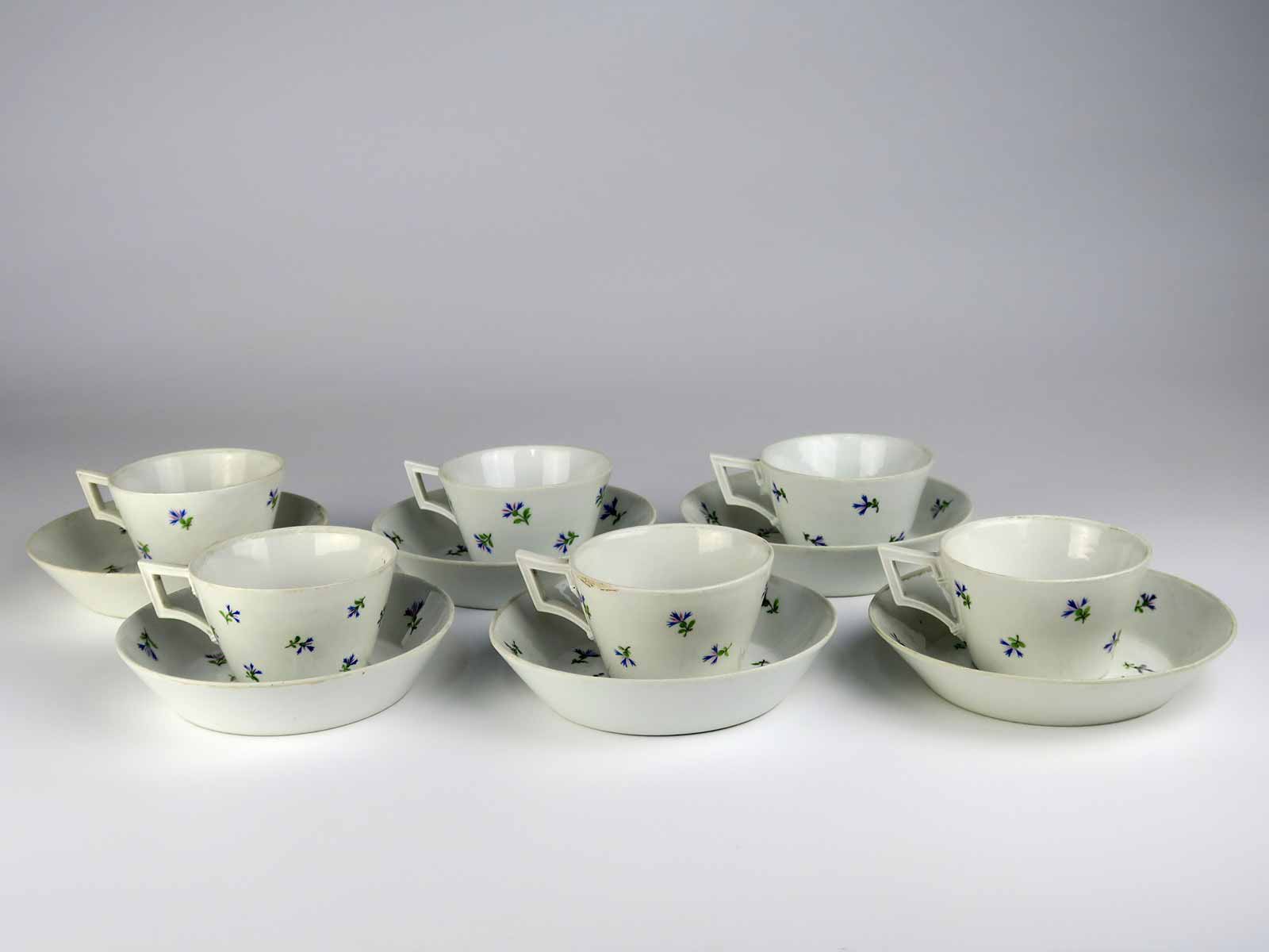 Sada 6 empírových koflíků s miskami - Míšeň