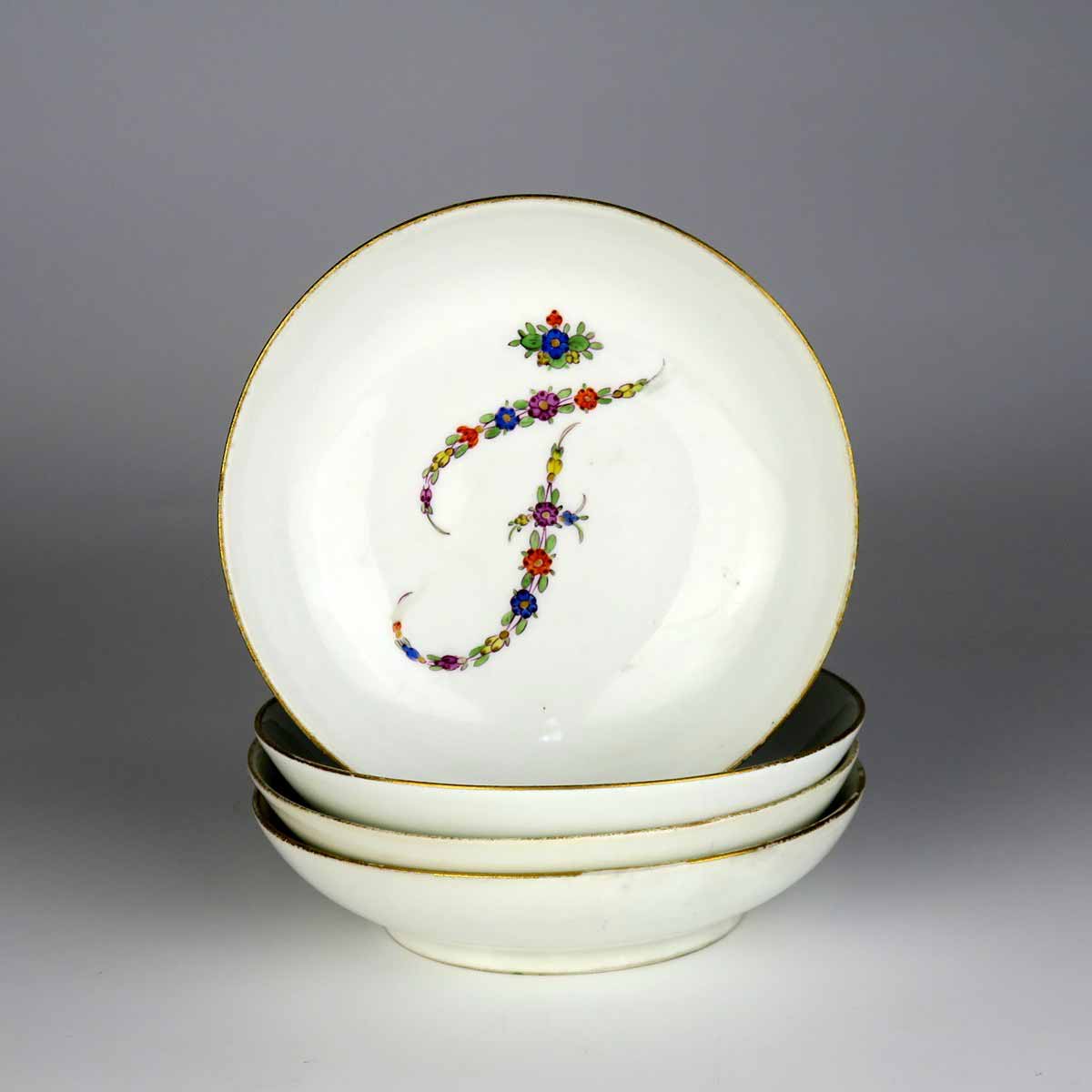 Sada 4 rokokových talířků "F" - Míšeň