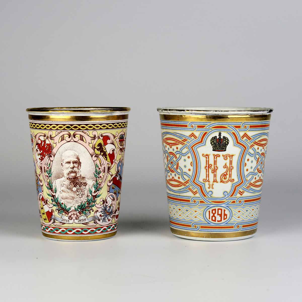 2 smaltované poháry