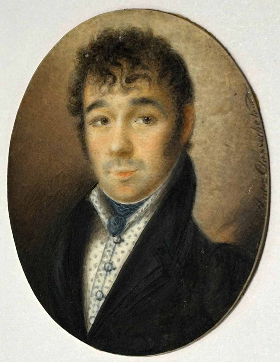 Biedermeierová miniatura mladého muže