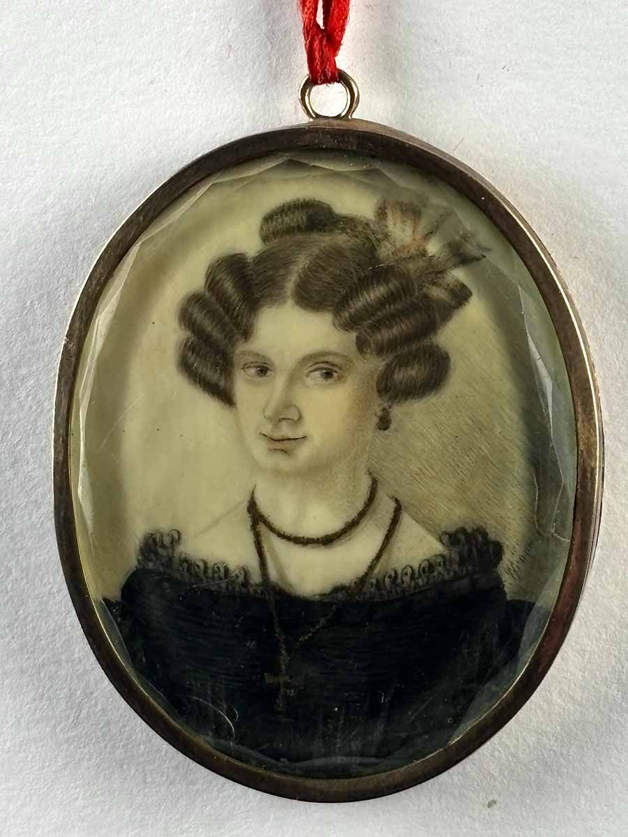 Biedermeierová miniatura mladé dámy