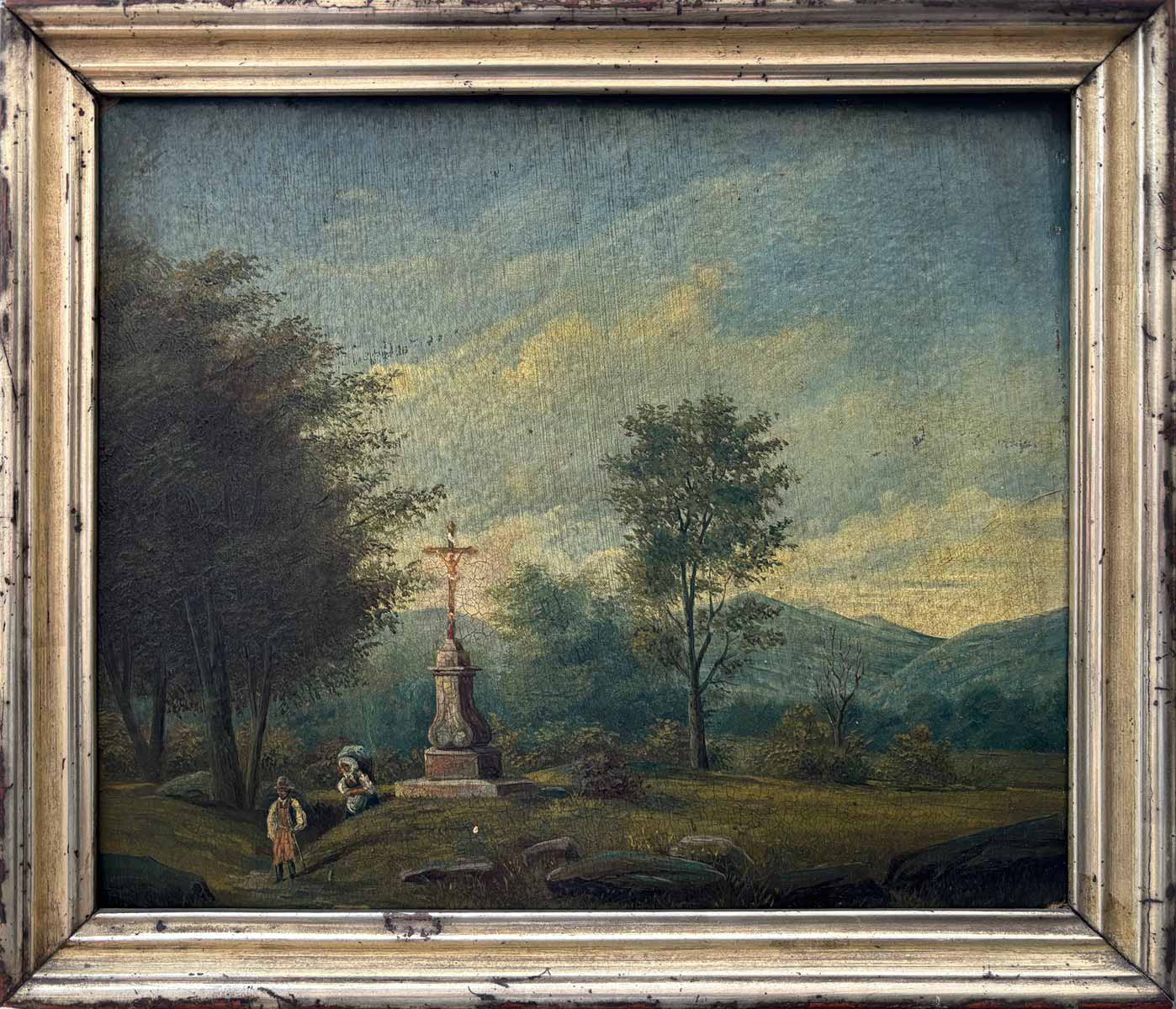 Dvě romantické krajiny s figurální stafáží