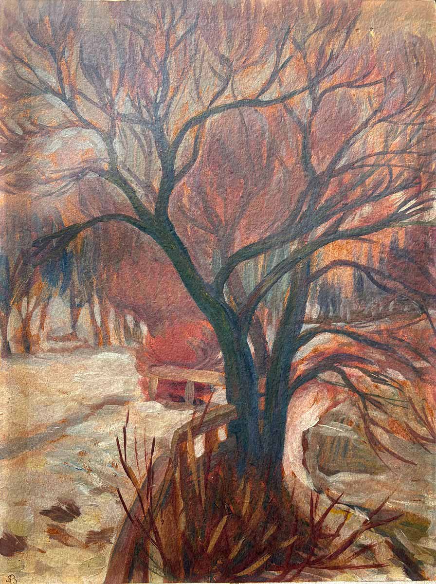 Alois Bílek (1887 - 1961) - Zimní krajina se stromem