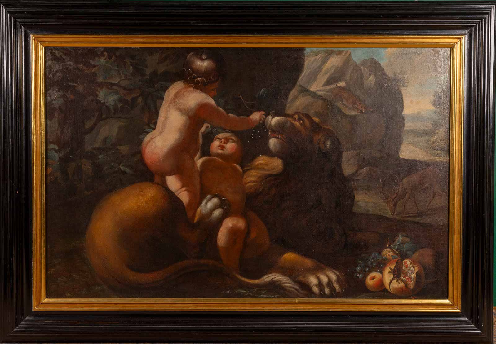 Dva putti na lvu - velký formát