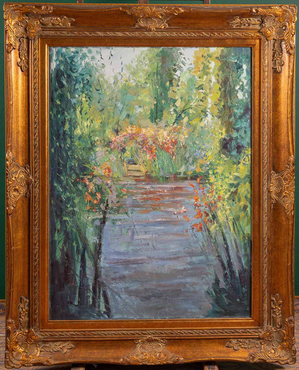 Jezírko s rozkvetlými rostlinami