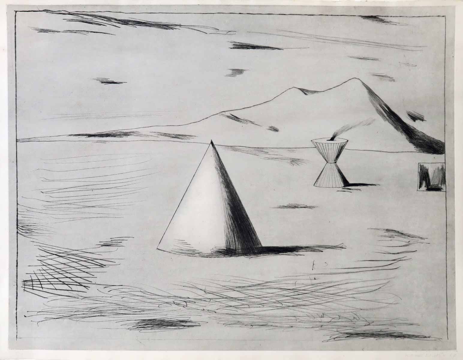 Kamil Lhoták (1912 - 1990) - Krajina se strojem pouště