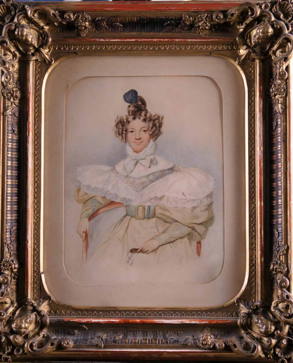 Josef Kriehuber (1800 - 1876) - Portrét dámy v bílých šatech