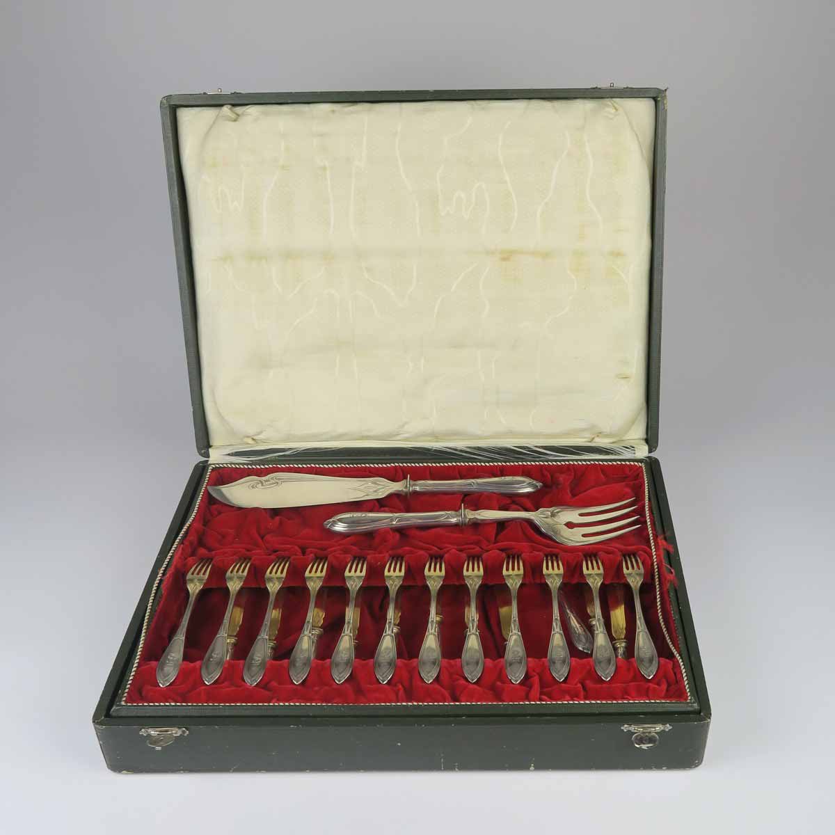 Sada secesních stříbrných příborů