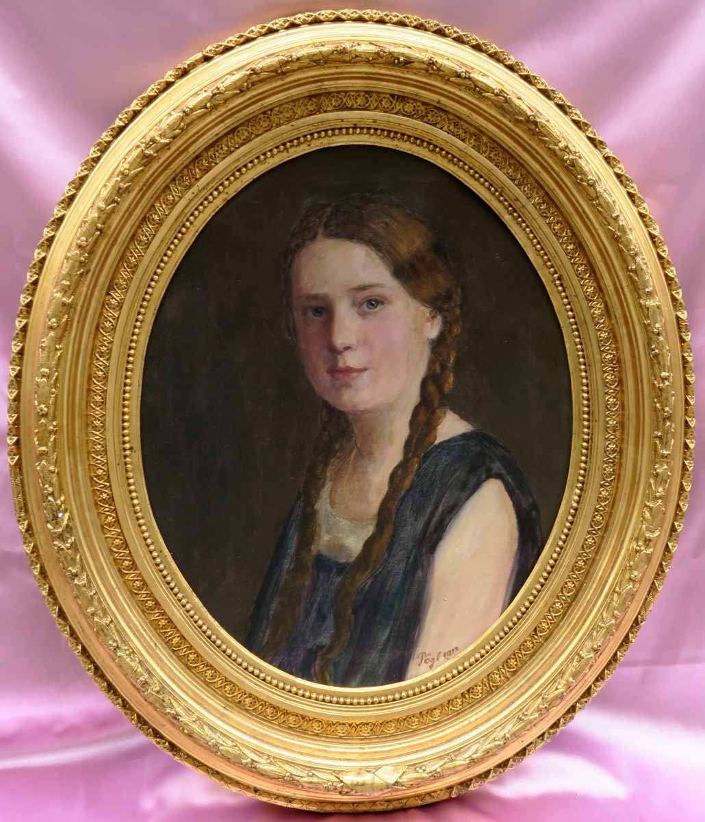 Josef Pögl - Portrét dívky s copy