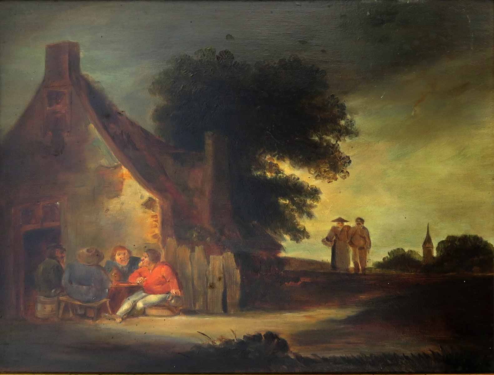 Před vesnickým hostincem