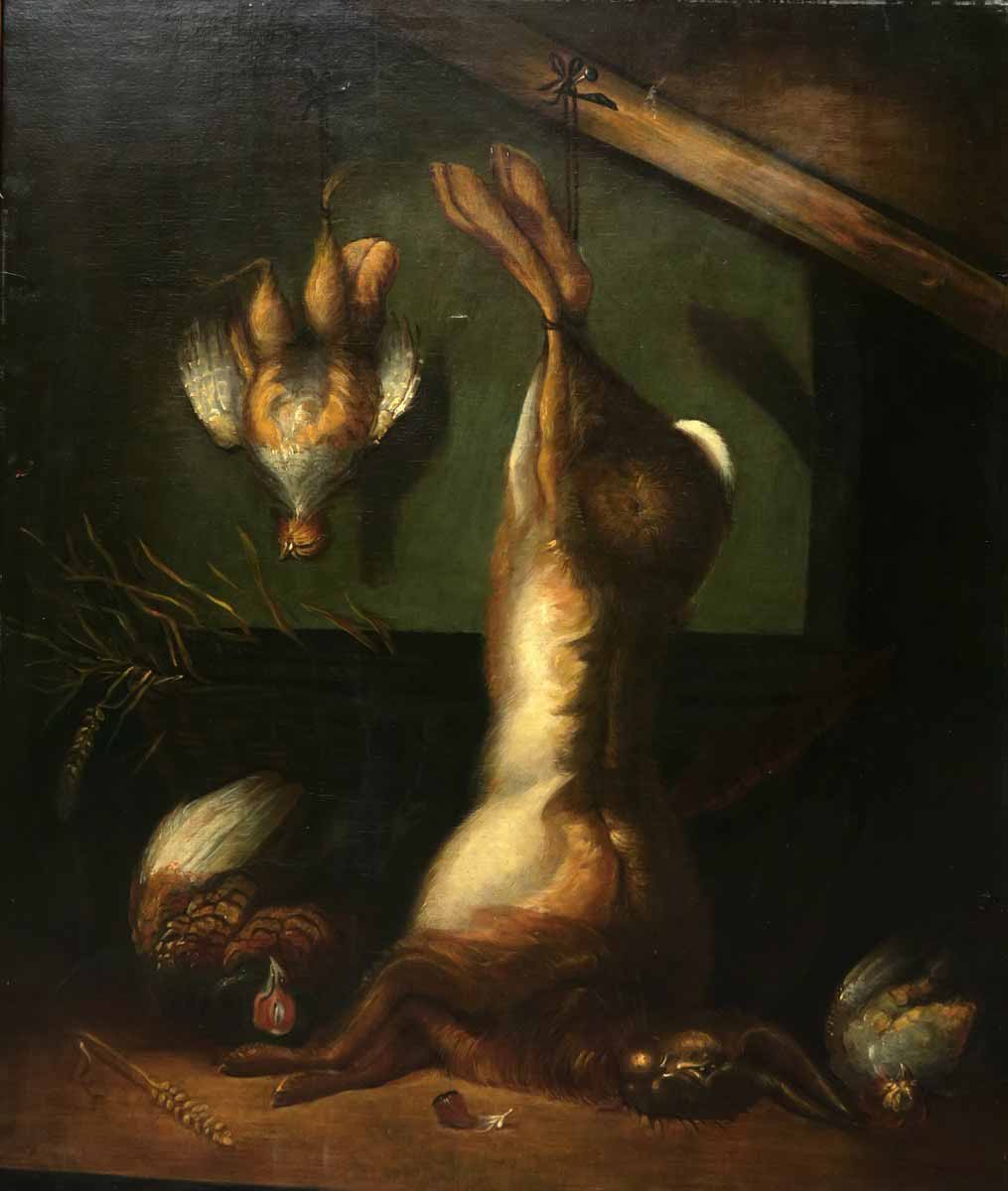 Lovecké zátiší se zajícem a ptáky