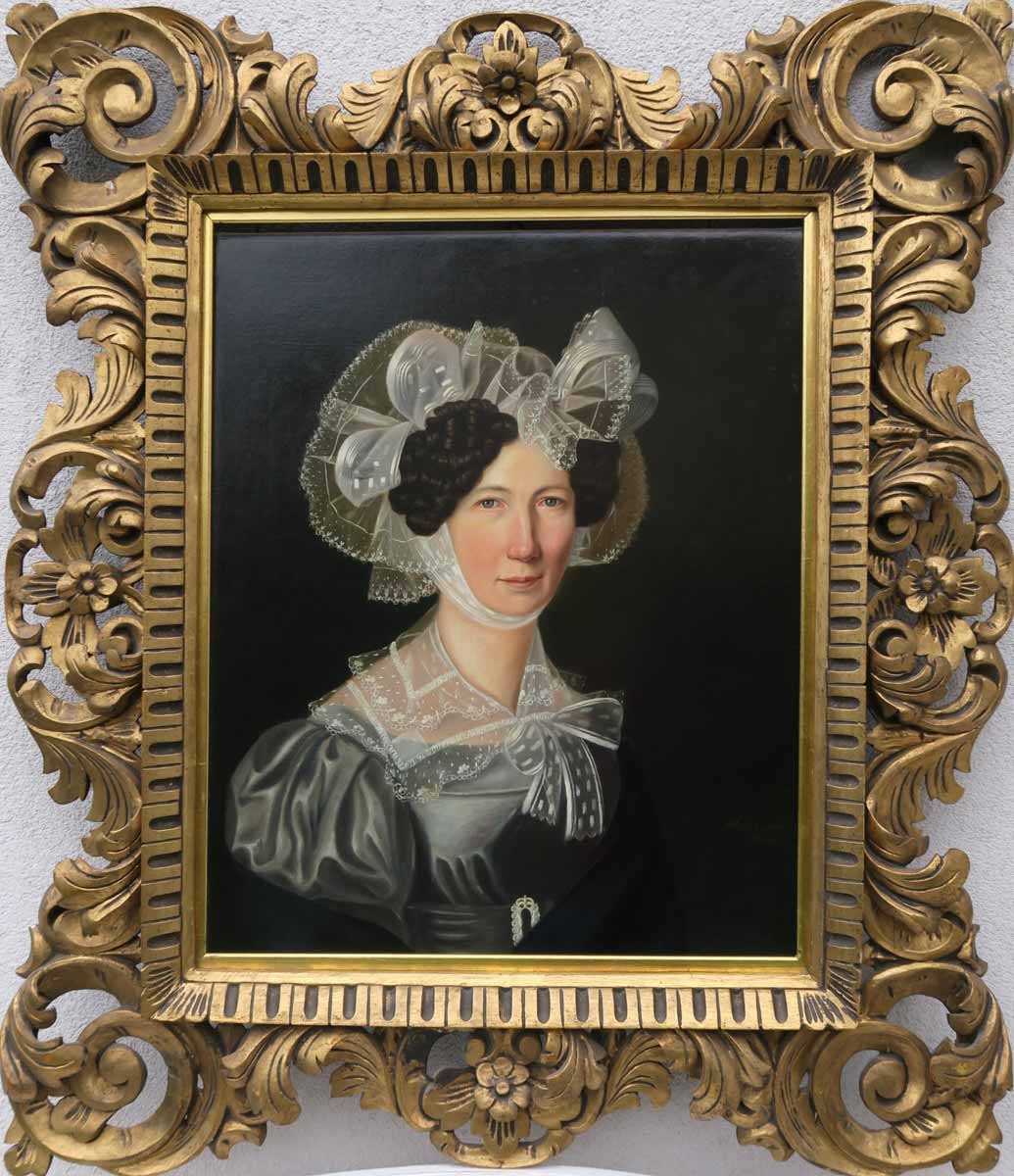 A. Meier - Portrét dámy v krajkovém čepci