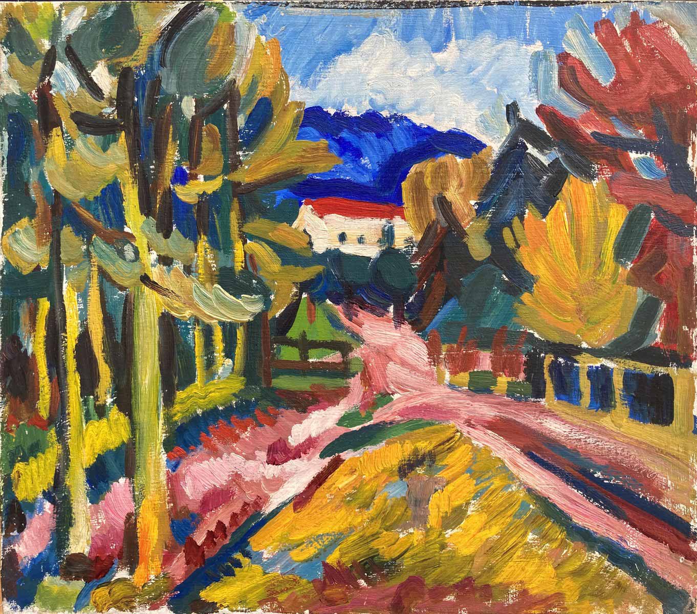 Emil Artur Pittermann Longen (připsáno) - Krajina s cestou a domem