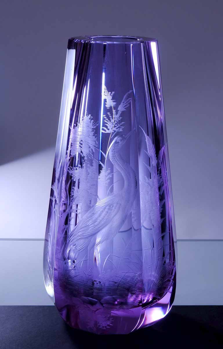 Váza s rytinou - Moser